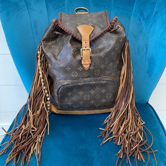 VINTAGE BOHO Louis Vuitton Brown and Tan Backpack main image 6